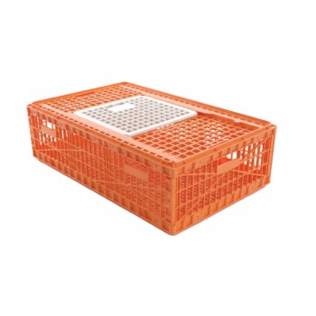 Heavy-Duty Plastic Poultry Transport Crate with Sliding Top Door – Stackable Ventilated Chicken Carry Cage for Live Bird Transport – 90 × 55 × 27 cm