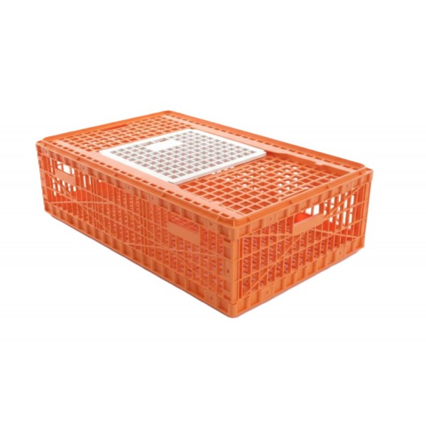 Heavy-Duty Plastic Poultry Transport Crate with Sliding Top Door – Stackable Ventilated Chicken Carry Cage for Live Bird Transport – 90 × 55 × 27 cm