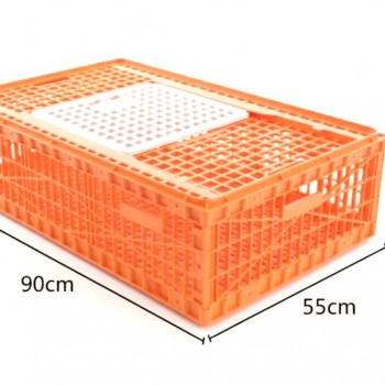 Heavy-Duty Plastic Poultry Transport Crate with Sliding Top Door – Stackable Ventilated Chicken Carry Cage for Live Bird Transport – 90 × 55 × 27 cm
