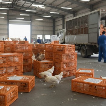 Heavy-Duty Plastic Poultry Transport Crate with Sliding Top Door – Stackable Ventilated Chicken Carry Cage for Live Bird Transport – 90 × 55 × 27 cm Heavy-Duty Plastic Poultry Transport Crate with Sliding Top Door – Stackable Ventilated Chicken Carry Cage for Live Bird Transport – 90 × 55 × 27 cm