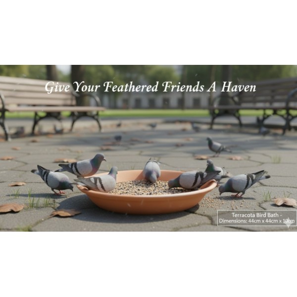 Classic Terracotta Bird Bath Bowl ( Large ) – Handmade Sealed Garden Bird Bath for Drinking, Feeding & Bathing – 44cm Outdoor Wildlife Water Bowl