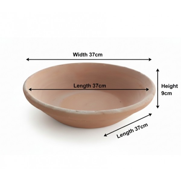 Classic Terracotta Bird Bath Bowl (Medium) – Handmade Sealed Garden Bird Bath for Drinking, Feeding & Bathing – 37 × 37 × 9 cm Outdoor Wildlife Water Bowl