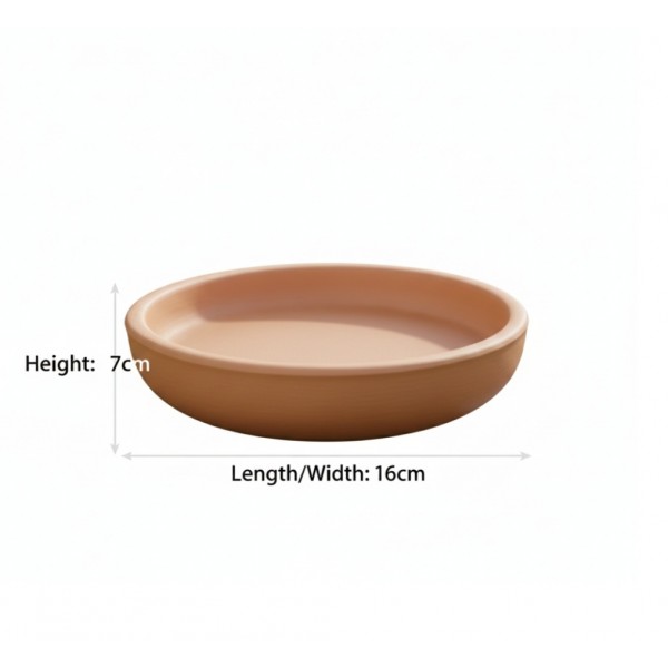 Terracotta Bird Bath & Feeder Bowl, Natural Unglazed Clay, Shallow Design – 16 × 16 × 7 cm