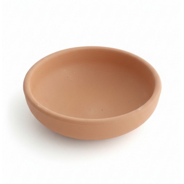 Terracotta Bird Bath & Feeder Bowl, Natural Unglazed Clay, Shallow Design – 16 × 16 × 7 cm