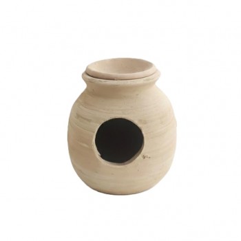 Handmade Terracotta Bird Hideout & Feeder – ( Medium ) 16x16x16cm Nesting Shelter for Lovebirds, Budgies & Small Animals – Natural Eco-Friendly Cage Accessory