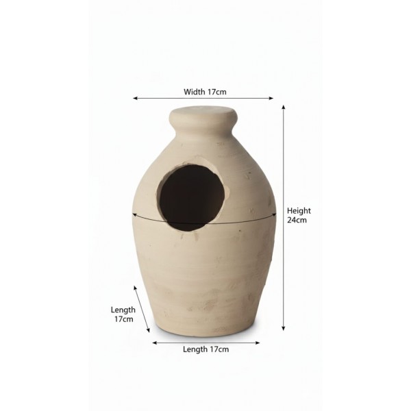 Traditional Terracotta Bird Nesting Pot – Medium | Natural Clay Birdhouse for Small Birds | Indoor & Outdoor Hanging Nest Box | Earthenware Breeding & Shelter Pot (17 x 24 x 17 cm)