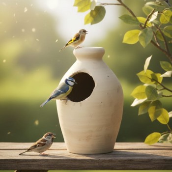 Traditional Terracotta Bird Nesting Pot – Medium | Natural Clay Birdhouse for Small Birds | Indoor & Outdoor Hanging Nest Box | Earthenware Breeding & Shelter Pot (17 x 24 x 17 cm)