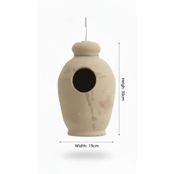Traditional Terracotta Bird Nesting Pot – Large | Natural Clay Birdhouse for Small Birds | Indoor & Outdoor Hanging Nest Box | Earthenware Breeding & Shelter Pot (19 x 30 x 19 cm)
