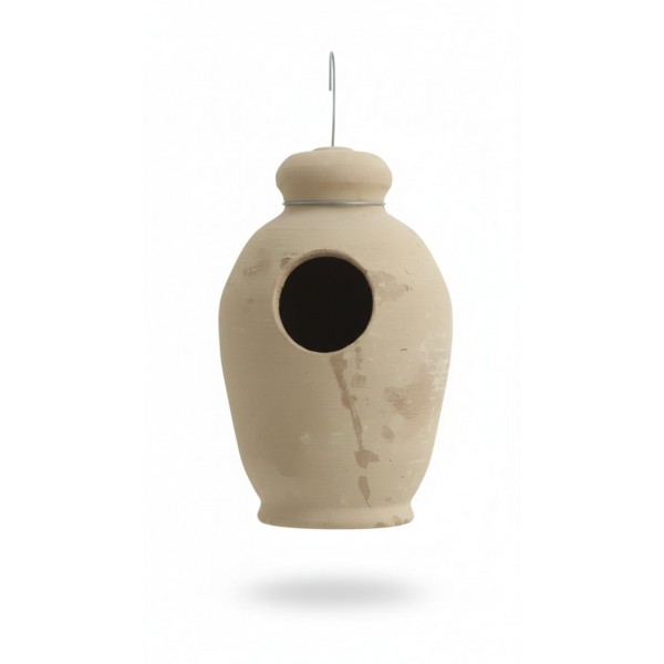 Traditional Terracotta Bird Nesting Pot – Large | Natural Clay Birdhouse for Small Birds | Indoor & Outdoor Hanging Nest Box | Earthenware Breeding & Shelter Pot (19 x 30 x 19 cm)