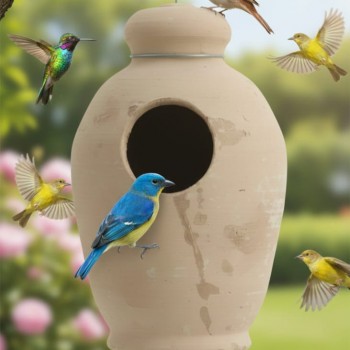 Traditional Terracotta Bird Nesting Pot – Large | Natural Clay Birdhouse for Small Birds | Indoor & Outdoor Hanging Nest Box | Earthenware Breeding & Shelter Pot (19 x 30 x 19 cm)