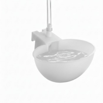 Automatic Bird Water Dispenser & Poultry Drinking Bowl (White) | Auto-Fill Float Valve Water Cup for Cages & Coops | Durable Plastic Bath for Finches, Parakeets, Chickens, Quail & Ducks