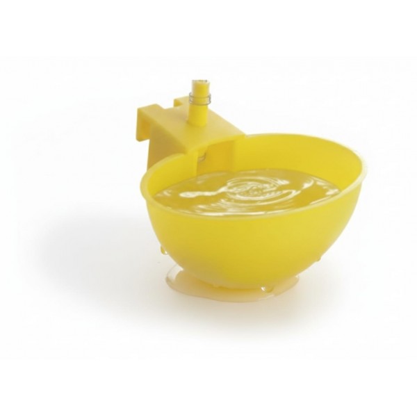 Automatic Bird Water Dispenser & Poultry Drinking Bowl (Yellow) | Auto-Fill Float Valve Water Cup for Cages & Coops | Durable Plastic Bath for Finches, Parakeets, Chickens, Quail & Ducks