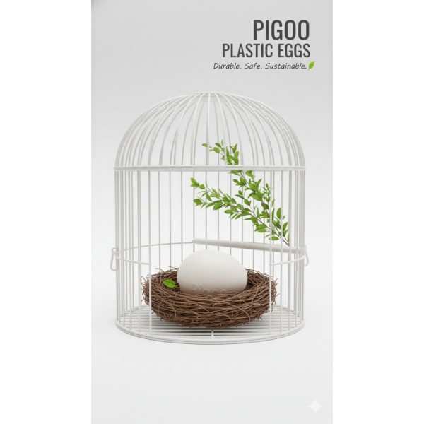 PIGOO Plastic Dummy Egg – Durable, Safe & Reusable Nest Egg for Hens | Encourages Laying & Satisfies Broody Hens | Easy-to-Clean One-Piece Design (2.5cm x 3.5cm)