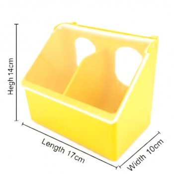 Parinda Two Hole Bird Feeder (Yellow) – Waste-Free Poultry & Cage Bird Feeding Bowl with Divider, Transparent Lid & Dust-Release Base
