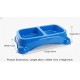 Blue Double Pet Food & Water Bowl | Dual Feeding Station for Cats & Small Dogs | Durable Plastic Multi-Pet Bowl (28 × 15 × 6 cm)