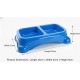 Large Double Pet Food & Water Bowl | Dual Feeding Station for Cats & Small Dogs | Durable Plastic Multi-Pet Bowl (Color: Blue) (35 × 23 × 9 cm)