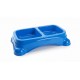 Large Double Pet Food & Water Bowl | Dual Feeding Station for Cats & Small Dogs | Durable Plastic Multi-Pet Bowl (Color: Blue) (35 × 23 × 9 cm)