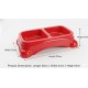 Large Double Pet Food & Water Bowl | Dual Feeding Station for Cats & Small Dogs | Durable Plastic Multi-Pet Bowl (Color: Red) (35 × 23 × 9 cm)