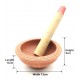 Traditional Terracotta Mortar and Pestle Set – Medium Size Manual Spice, Herb & Seed Grinder | Clay Bowl with Wooden Pestle for Kitchen, Bird Food & Herbal Prep