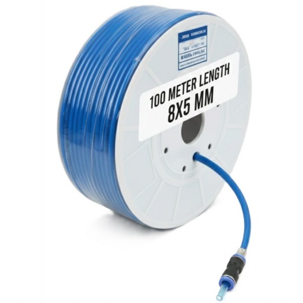 Flexible Blue Polyurethane Tubing 8mm × 5mm, 100m Roll – Durable PU Air & Water Hose for Pneumatic and Pet Water Systems
