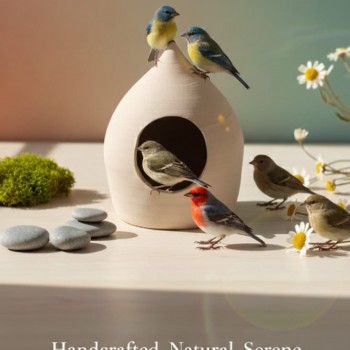 Natural Earthenware Bird Hideout / Shrimp Cave (14 × 14 × 17 cm) – Handcrafted Non-Toxic Terracotta Shelter for Birds, Fish & Shrimp