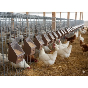 Automatic Plastic Bird Feeder, External Cage Mount, Spill-Proof Transparent Design, Easy Refill – for Chickens, Poultry, Pigeons, Parrots & Small Birds