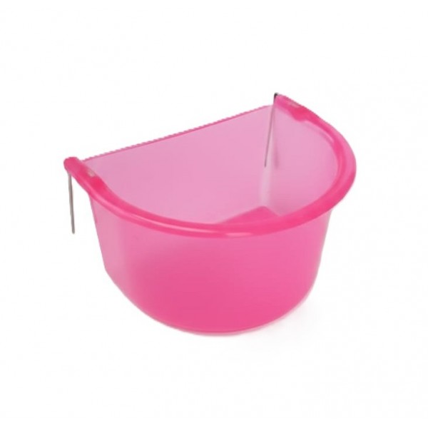 D-Cup Bird Feeder & Drinker 300ml – Easy-Clip Cage Cup for Food, Water, Grit or Bathing, Strong Wire Hooks, Non-Toxic Plastic, ( Pink )