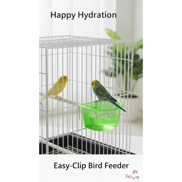 D-Cup Bird Feeder & Drinker 300ml – Easy-Clip Cage Cup for Food, Water, Grit or Bathing, Strong Wire Hooks, Non-Toxic Plastic, ( Green )