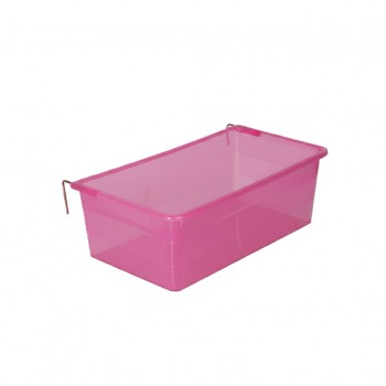 Plastic Bird Feeder, Drinker & Bath Box – Small Size (14 × 7 × 5 cm), Clip-On Cage Accessory for Budgies, Finches & Small Birds, Pink