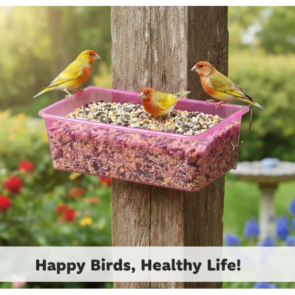 Plastic Bird Feeder, Drinker & Bath Box – Medium Size (17 × 11 × 5 cm), Clip-On Cage Accessory for Small Birds (Pink) Plastic Bird Feeder, Drinker & Bath Box – Medium Size (17 × 11 × 5 cm), Clip-On Cage Accessory for Small Birds (Pink)