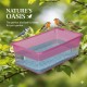 Plastic Bird Feeder, Drinker & Bath Box – Large Size (23 × 13 × 8 cm), Clip-On Cage Accessory for Small Birds (Pink)