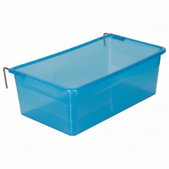 Plastic Bird Feeder, Drinker & Bath Box – Large Size (23 × 13 × 8 cm), Clip-On Cage Accessory for Small Birds (Blue)