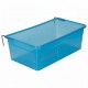 Plastic Bird Feeder, Drinker & Bath Box – Large Size (23 × 13 × 8 cm), Clip-On Cage Accessory for Small Birds (Blue)
