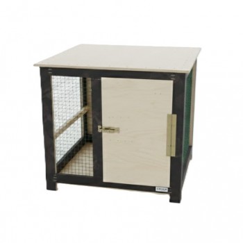 Small Wooden Pet Crate for Indoor Use – Pet Kennel Furniture with Steel Wire Sides, Lockable Door & Two-Tone Finish – 51 × 44 × 45 cm