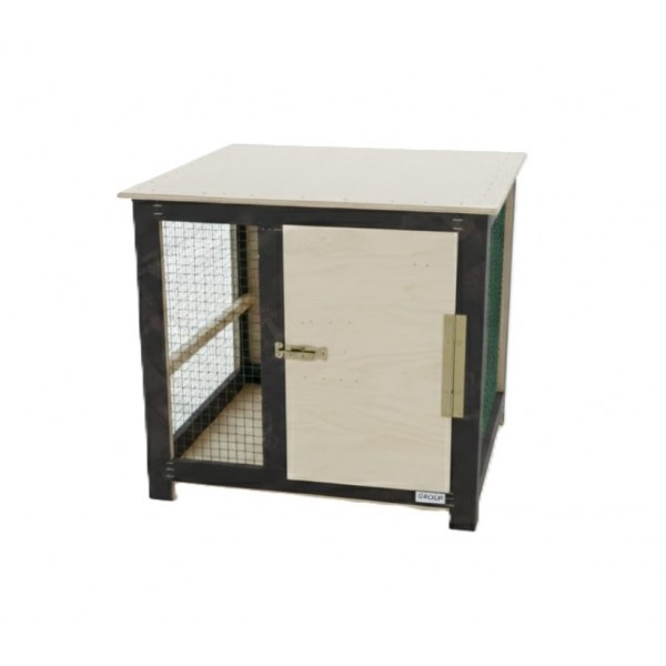 Small Wooden Pet Crate for Indoor Use – Pet Kennel Furniture with Steel Wire Sides, Lockable Door & Two-Tone Finish – 51 × 44 × 45 cm