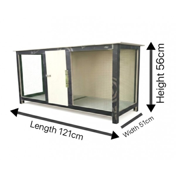 Large Wooden Rabbit Hutch & Small Animal Cage – 121×51×56 cm Spacious Indoor & Outdoor Enclosure for Rabbits, Guinea Pigs, Bunnies with Wire Mesh Run