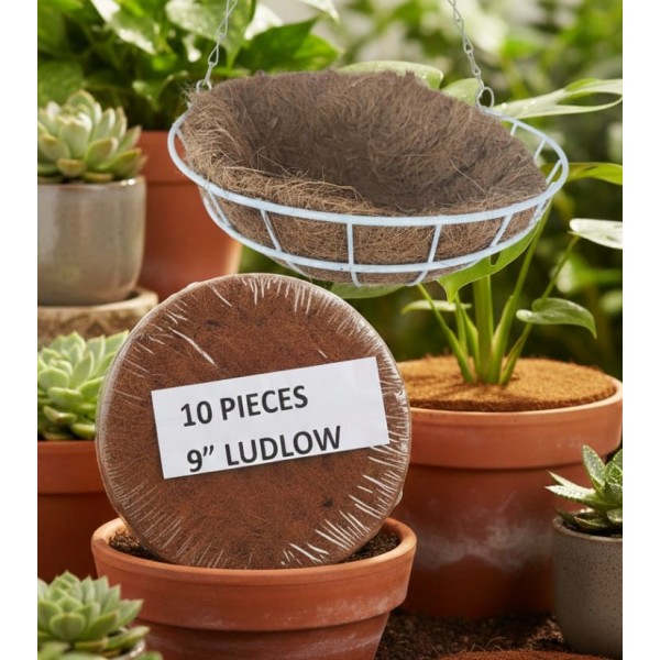 Set of 10 Natural Coconut Coir Bird Nest Liners – 23 cm × 23 cm × 0.5 cm Each – Eco-Friendly, Durable, Pre-Formed Coco Fiber for Hanging Baskets & Bird Nests – Suitable for Canaries, Finches & Exotic Birds