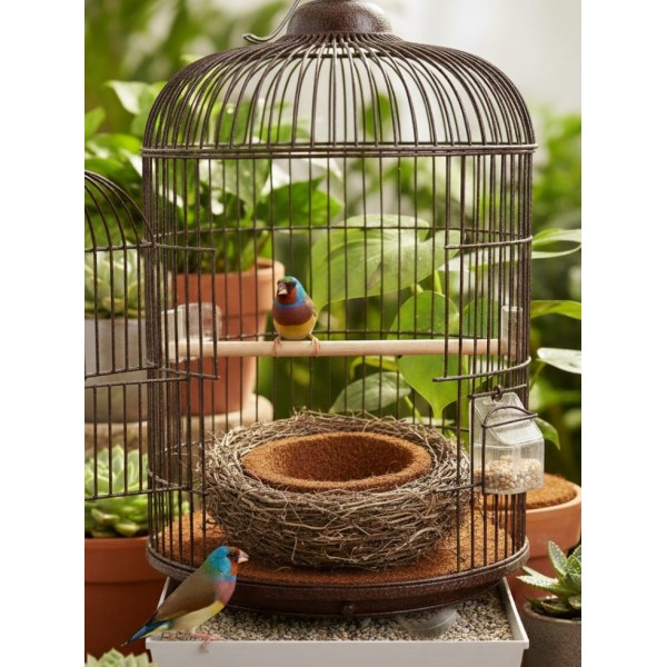 Set of 10 Natural Coconut Coir Bird Nest Liners – 23 cm × 23 cm × 0.5 cm Each – Eco-Friendly, Durable, Pre-Formed Coco Fiber for Hanging Baskets & Bird Nests – Suitable for Canaries, Finches & Exotic Birds