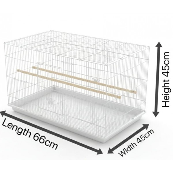 Metal Flight & Breeding Bird Cage with Divider | 66×45×45 cm | Slide-Out Tray | For Budgies, Finches, Lovebirds & Cockatiels