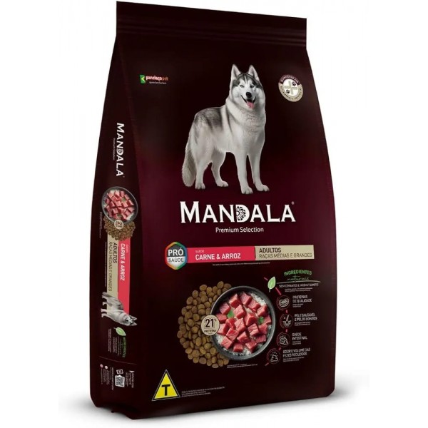 Mandala Premium Selection Adult Dog Food – Meat & Rice (Carne & Arroz) – Dry Food for Medium & Large Breeds, 14 kg – Supports Muscle, Skin & Coat, Digestive Health, and Reduces Stool Odor