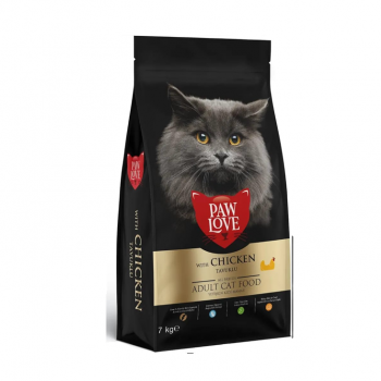 PawLove Adult Cat Food with Real Chicken – Complete & Balanced Dry Food for All Adult Cat Breeds – Supports Digestive Health, Immune System, Shiny Coat & Strong Bones – 7 kg