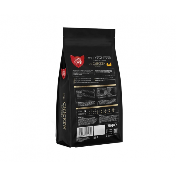 PawLove Adult Cat Food with Real Chicken – Complete & Balanced Dry Food for All Adult Cat Breeds – Supports Digestive Health, Immune System, Shiny Coat & Strong Bones – 7 kg