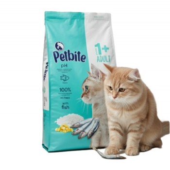 Petbite Adult Cat Food 1+ with Real Fish, 15 kg – Advanced Formula for Urinary Health, Skin & Coat, Complete Balanced Diet
