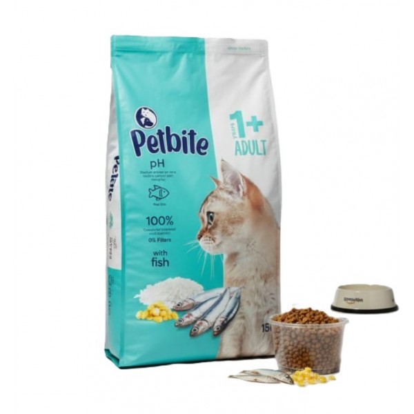 Petbite Adult Cat Food 1+ with Real Fish, 15 kg – Advanced Formula for Urinary Health, Skin & Coat, Complete Balanced Diet Petbite Adult Cat Food 1+ with Real Fish, 15 kg – Advanced Formula for Urinary Health, Skin & Coat, Complete Balanced Diet