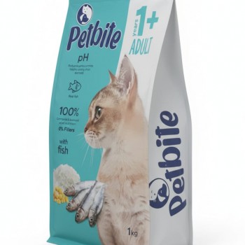 Petbite Adult Dry Cat Food (1+ Years) – Real Fish | 85% Animal Protein Origin | Urinary Tract Health Support | Omega 3 & 6 for Skin & Coat | 100% Complete Nutrition | 1kg Bag
