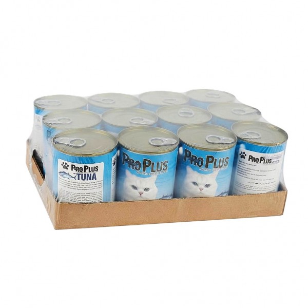 Pro Plus Premium Quality Adult Cat Wet Food Tuna Chunks in Gravy 400g x 12 Cans - Complete & Balanced Nutrition with Taurine Vitamins and Essential Minerals for Adult Cats
