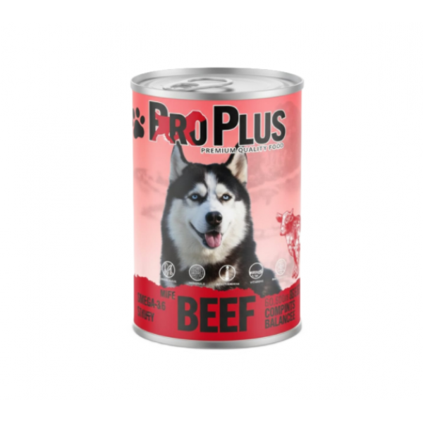 ProPlus Premium Wet Dog Food – Beef Chunks in Gravy, 400g Can × 12 | High-Quality, Protein-Rich Nutrition for Adult Dogs