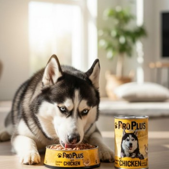 Pro Plus Premium Quality Dog Food – Chicken Chunks in Gravy, Complete Adult Nutrition, 400 g × 12 Cans
