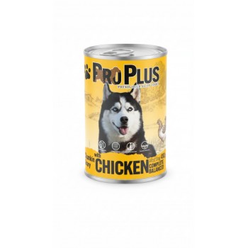Pro Plus Premium Quality Dog Food – Chicken Chunks in Gravy, Complete Adult Nutrition, 400 g × 12 Cans