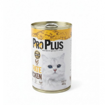 Pro Plus Premium Adult Cat Wet Food with Chicken, Grain-Free Pate, Complete & Balanced Nutrition, 400g × 12 Cans